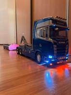 Tamiya scania 770s met lesu haakarm, Hobby en Vrije tijd, Modelbouw | Radiografisch | Auto's, Gebruikt, Schaal 1:14, Auto onroad