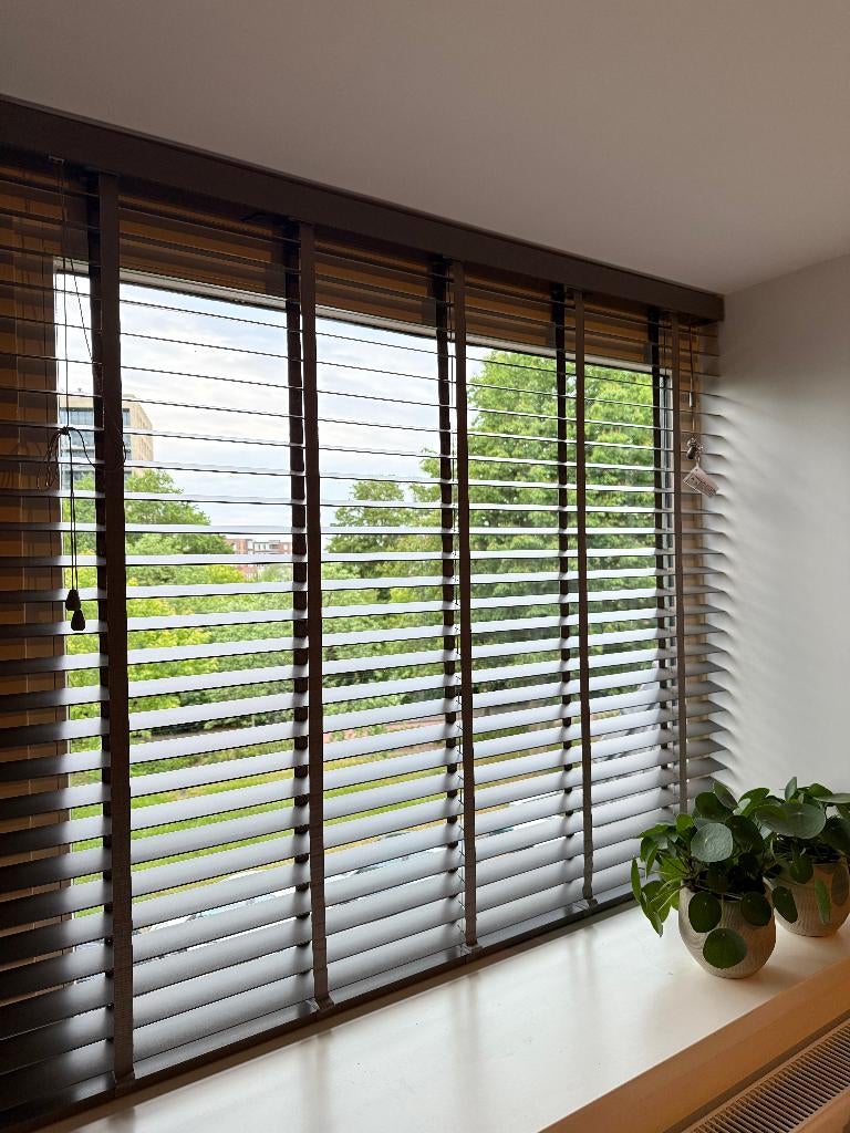 Houten jaloezieën Taupe 152x130cm, Ophalen of Verzenden, Zo goed als nieuw, 150 tot 200 cm, 100 tot 150 cm