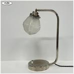 Art Deco bureaulamp met gefacetteerde kap - nieuw snoer, Ophalen of Verzenden
