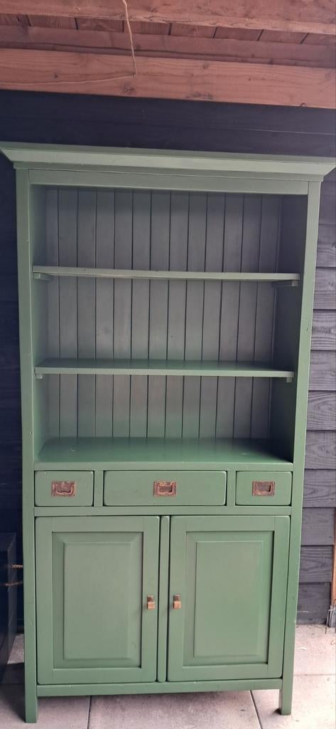 Groene buffetkast met lades en planken, Gebruikt, Met deur(en), 150 tot 200 cm, 25 tot 50 cm