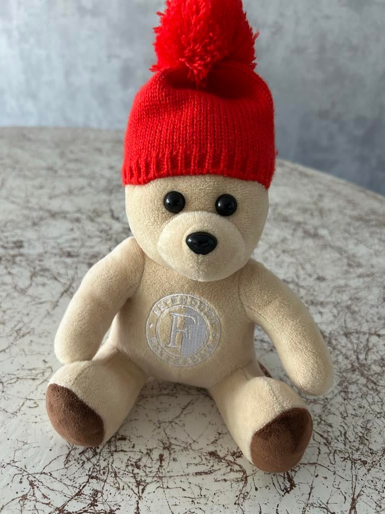 Feyenoord Knuffelbeer met Muts - Zo goed als nieuw, Overige merken, Overige karakters, Beer, Ophalen of Verzenden
