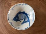 Chinees porseleinen diep bord blauwe koi karper 20,5 cm, Ophalen of Verzenden