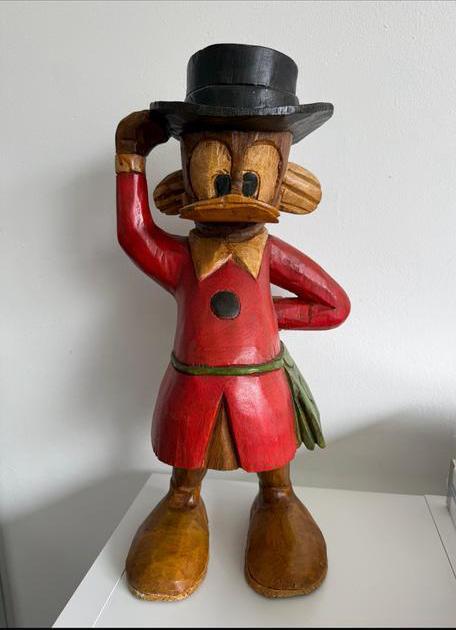 Houten Beeld Dagobert Duck  Disney, Verzamelen, Ophalen, Overige figuren, Gebruikt, Beeldje of Figuurtje