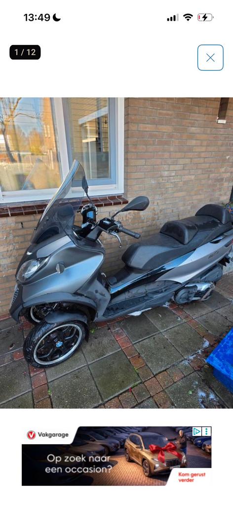 Inkoop motoren en scooters gevraagd piaggio mp3 vespa gts, Ophalen