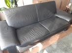 Bankstel leer zwart 2+3 zits gratis afhalen, Ophalen, Gebruikt, Driepersoons, Rechte bank