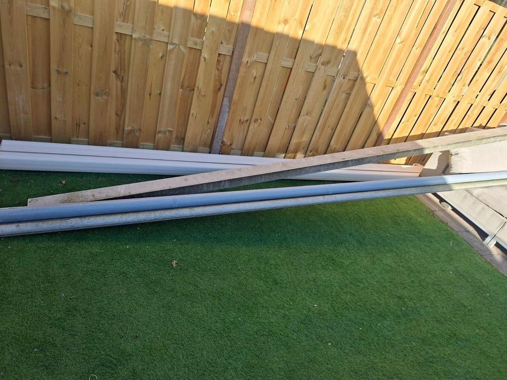 Zonnescherm frame 5 meter (gratis afhalen), Tuin en Terras, Ophalen of Verzenden, Gebruikt, 450 cm of meer, Knikarmscherm