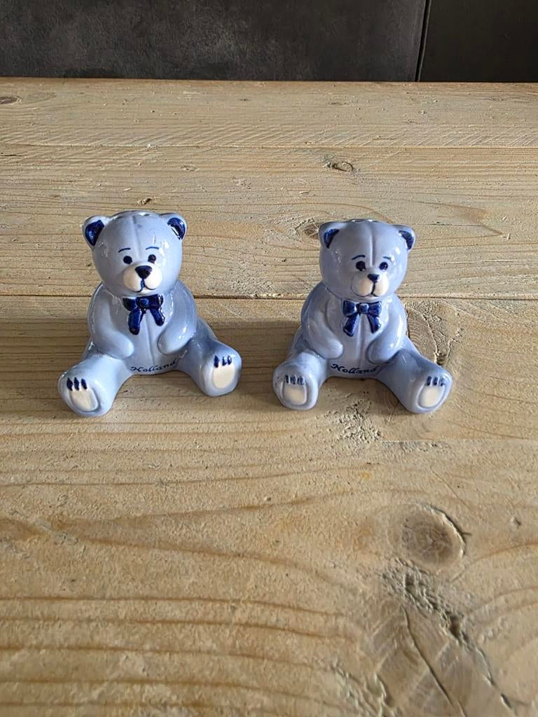 Delfts Blauw Peper en Zout Stel – Schattige Beertjes, Ophalen of Verzenden, Zo goed als nieuw, Steen/keramiek, Overige merken