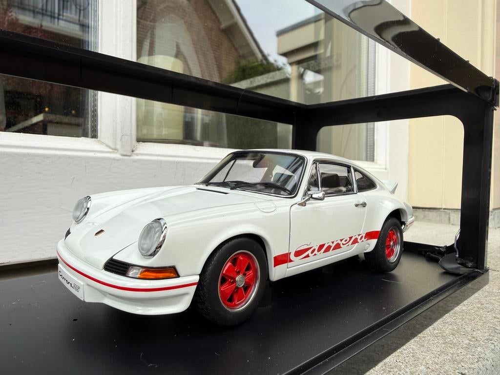 1:18 Porsche 911 Carrera RS 2.7 wit 1973 Autoart OPKNAPPER, Gebruikt, Auto, Autoart, Ophalen of Verzenden