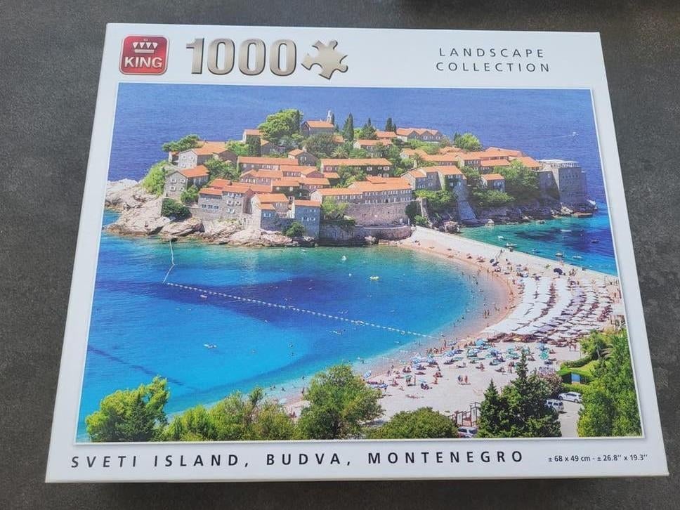 King Legpuzzel Sveta Island, Budva, Montenegro 1000 stukjes, Ophalen of Verzenden, 500 t/m 1500 stukjes, Zo goed als nieuw, Legpuzzel