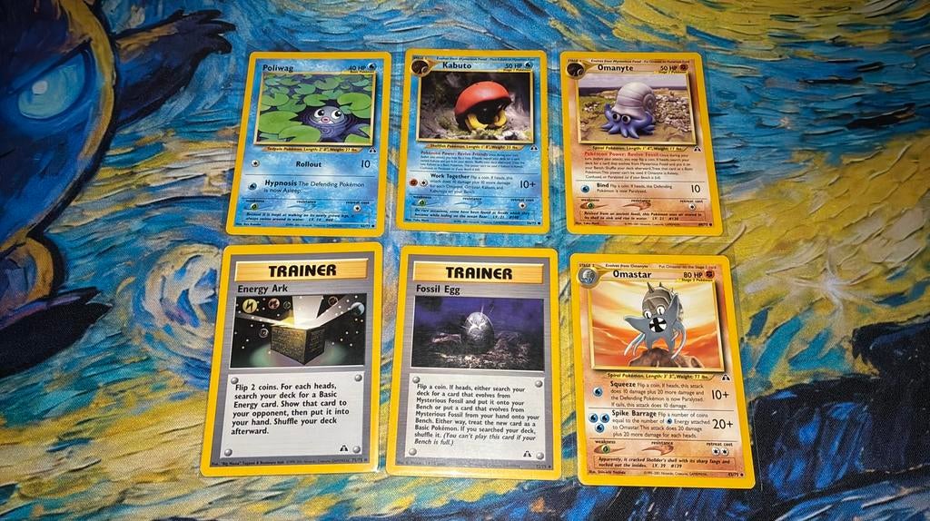 Poliwag Kabuto Omanyte Omastar trainer neo discovery Pokémon, Verzenden, Zo goed als nieuw, Meerdere kaarten