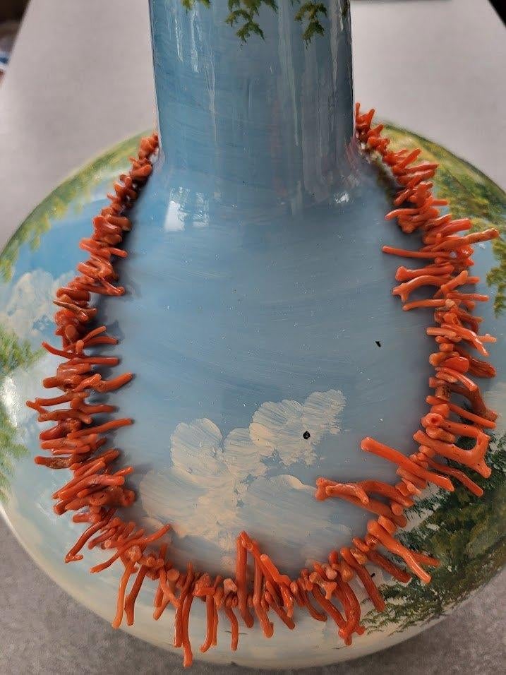 hals ketting ruw bloedkoraal, Sieraden, Tassen en Uiterlijk, Kettingen, Verzenden, Gebruikt, Rood, Steen of Mineraal