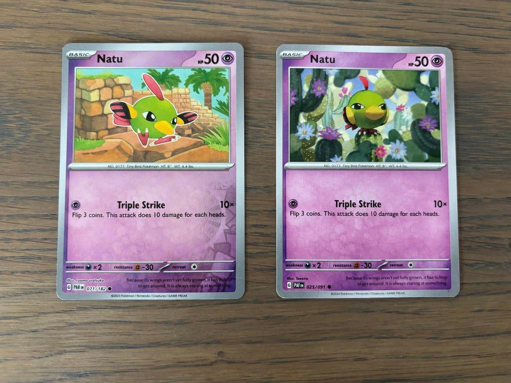 Pokémon Kaarten Natu (2x) - Verschillende Illustraties, Ophalen of Verzenden, Zo goed als nieuw, Meerdere kaarten