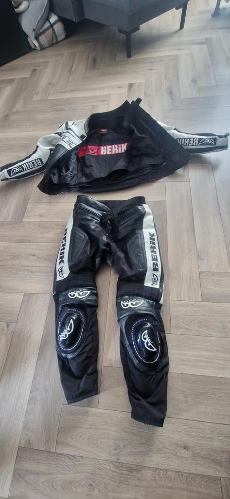 Berik Motorpak Leer Zwart/Wit - Jas en Broek, Ophalen of Verzenden, Berik, Tweedehands, Heren