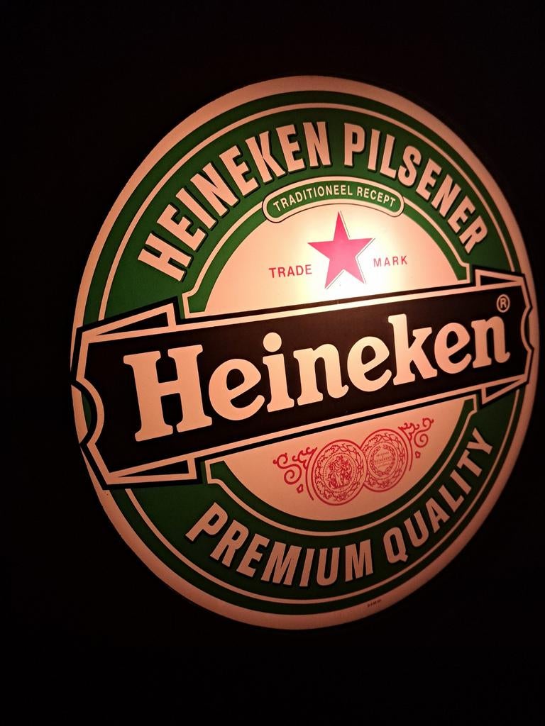 Heineken wand lichtbak 32,5 cm, Verzamelen, Merken en Reclamevoorwerpen, Ophalen of Verzenden, Zo goed als nieuw, Lichtbak of (neon) lamp