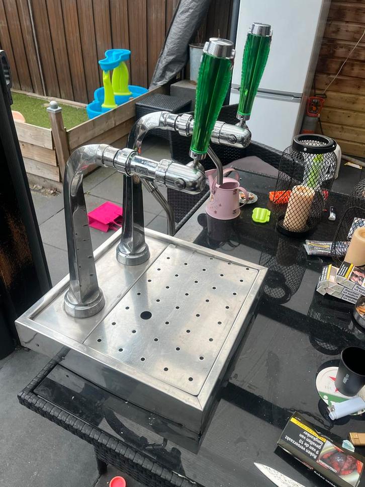 Dubbele Bier Tapkraan met Lekbak - Heineken, Witgoed en Apparatuur, Thuistaps, Gebruikt, Overige merken, Ophalen of Verzenden