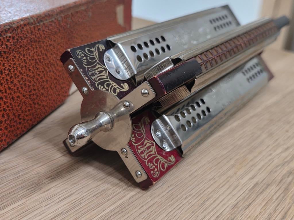 Vintage Tremolo Harmonica met doosje, Ophalen of Verzenden, Gebruikt