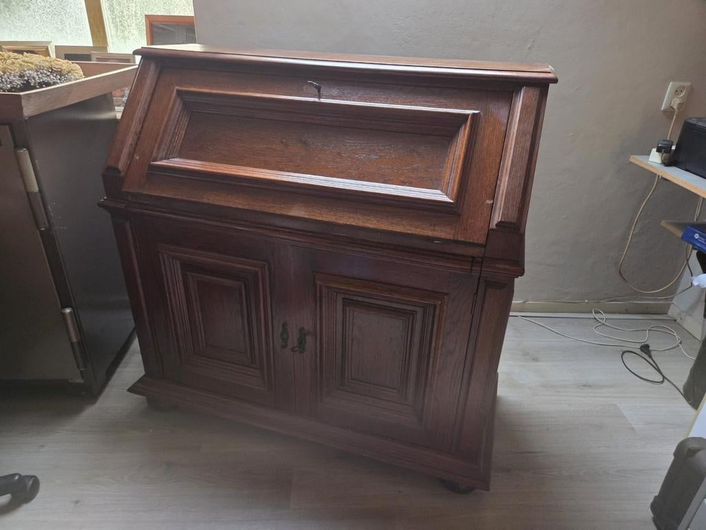 Nette oude  eiken secretair, Huis en Inrichting, Kasten | Secretaires, Ophalen, Zo goed als nieuw