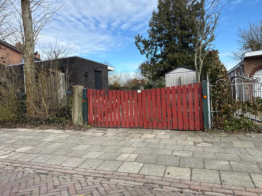 Houten poort - hekwerk, Tuin en Terras, Tuinhekken en Hekwerk, Ophalen, Met poort, Gebruikt, Tuinhek