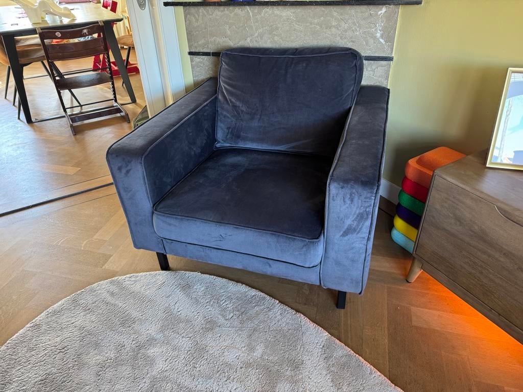 Woood fauteuil velvet, Ophalen, Zo goed als nieuw, Stof, 75 tot 100 cm