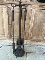 Haardset giet/ smeed ijzer, Huis en Inrichting, Haarden, Ophalen, Gebruikt, Vrijstaande haard, Houthaard