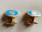KLM Manchetknopen Blauw/Goud, Kleding | Heren, Effen, Blauw, Ophalen of Verzenden, Zo goed als nieuw
