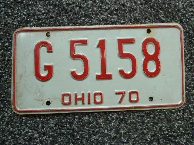 Kentekenplaat licenseplate Ohio 1970 Zilvergrijs USA, Verzenden, Gebruikt, Auto's