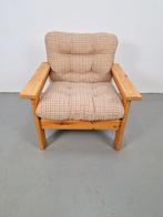 Vintage Scandinavische fauteuil van grenenhout en stof ´70, N, Vintage, 75 tot 100 cm, Ophalen of Verzenden