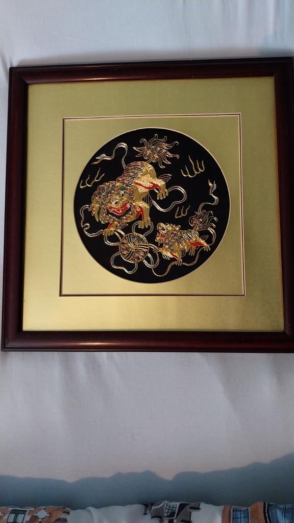 Chinees schilderij met zijde, Ophalen of Verzenden