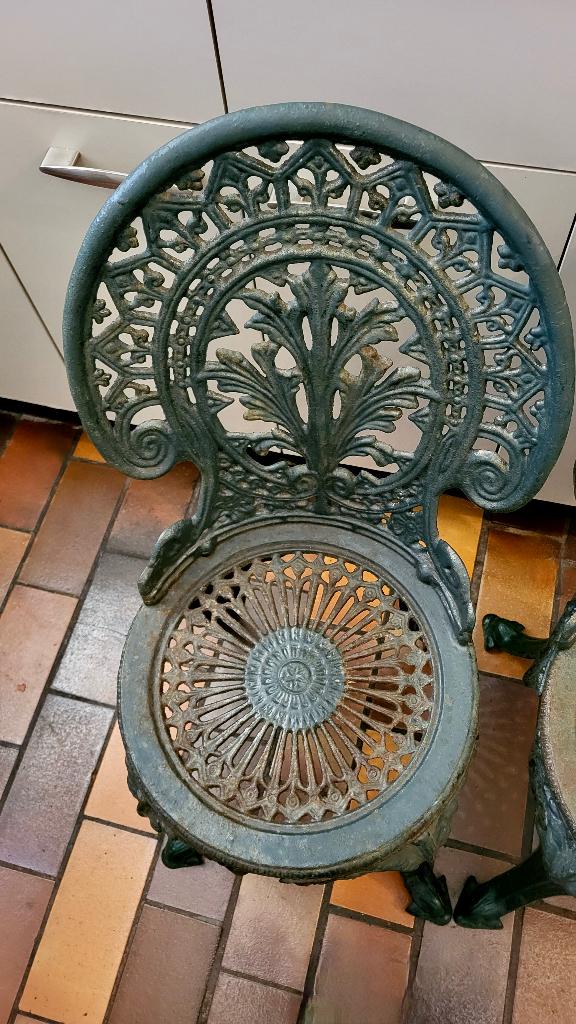 French Victorian Antique Cast Iron Garden Chairs ~ stoelen, Tuin en Terras, Tuinstoelen, Ophalen, Gebruikt