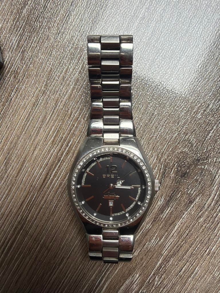 Breil dameshorloge met strass steentjes, Sieraden, Tassen en Uiterlijk, Armbanden, Ophalen of Verzenden, Gebruikt, Staal, Met strass