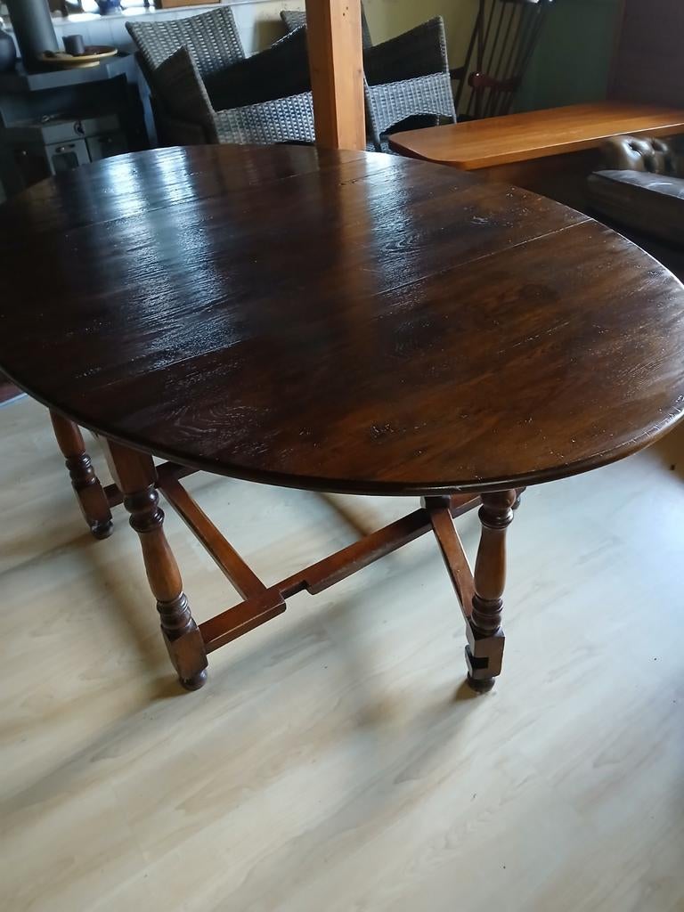 Eikenhouten gateleg tafel, inklapbaar, Ophalen