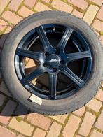 4 Lichtmetalen zwarte  velgen met M&S winterbanden, Ophalen, Banden en Velgen, 17 inch, Winterbanden