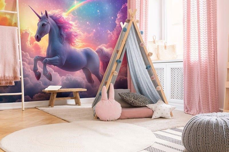 Fotobehang / Behang - Meisjeskamer - Unicorn Droomwereld, Unicorn, Verzenden, Minder dan 10 m², Fotobehangkoning.nl