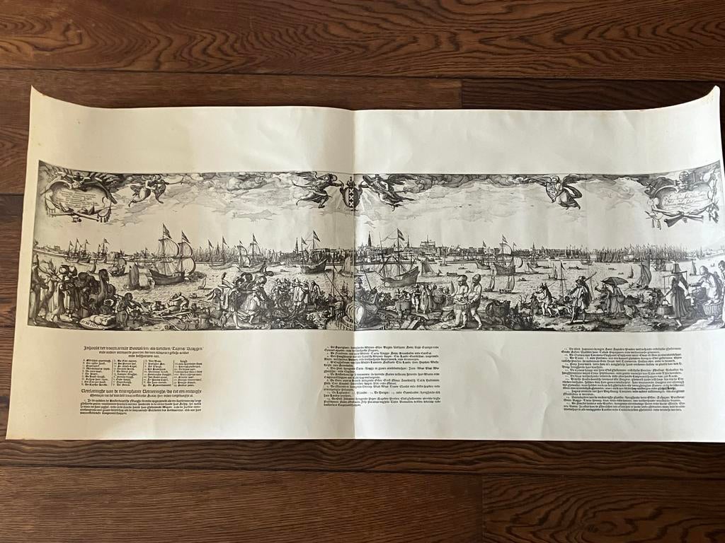 Claes Jansz Visscher en Pieter Bast: Zicht op Amsterdam, Antiek en Kunst, Ophalen of Verzenden