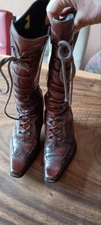 Victoriaanse laarzen - Echt leer - Maat 36 - Cosplay, Ophalen of Verzenden, Gedragen, Bruin, Hoge laarzen