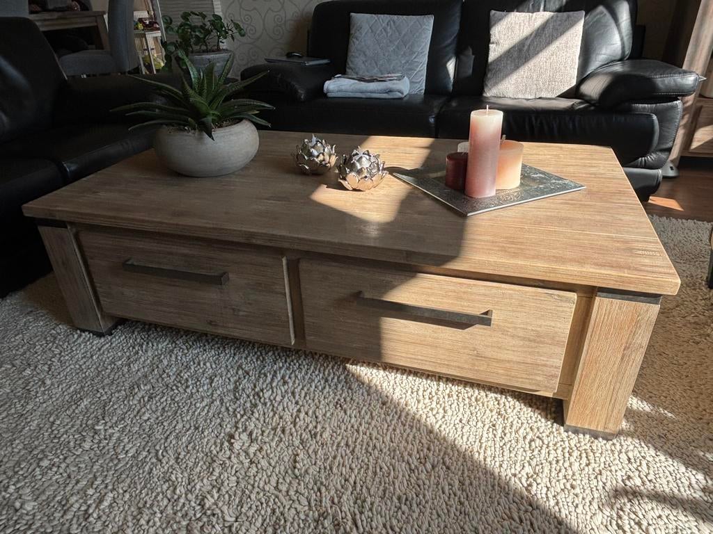 Salontafel - Acaciahout, Ophalen, 100 tot 150 cm, 50 tot 100 cm, Zo goed als nieuw