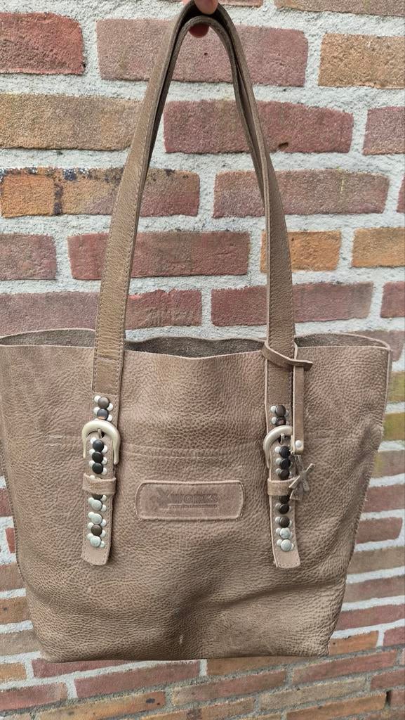 Lederen tas X-Works, medium, Sieraden, Tassen en Uiterlijk, Tassen | Damestassen, Ophalen of Verzenden, Gebruikt, Bruin, Handtas