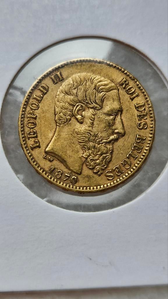 Gouden 20 francs 1870 belgie, Ophalen of Verzenden, Goud