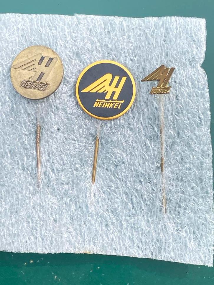 Heinkel speldjes (3 stuks), Verzamelen, Speldjes, Pins en Buttons, Gebruikt, Speldje of Pin, Merk, Ophalen of Verzenden