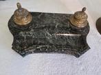 Antieke marmeren inktstel met bronzen inktpotten, Ophalen of Verzenden