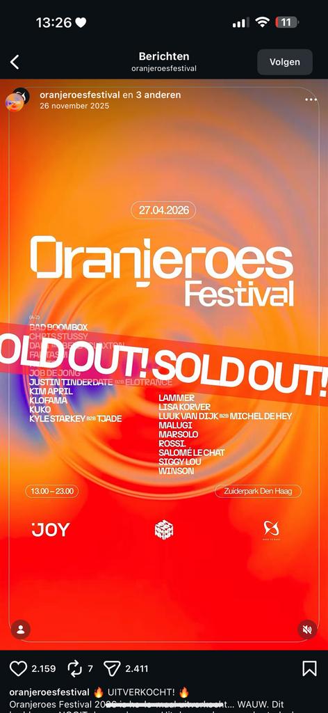 Oranjeroes, Tickets en Kaartjes, Eén persoon