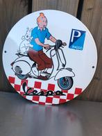 Kuifje op Vespa met Bobbie nieuwstaat nog, Ophalen of Verzenden, Zo goed als nieuw, Reclamebord