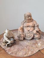 Terracotta boeddha en aardewerk geglazuurd chinese koopman, Ophalen of Verzenden