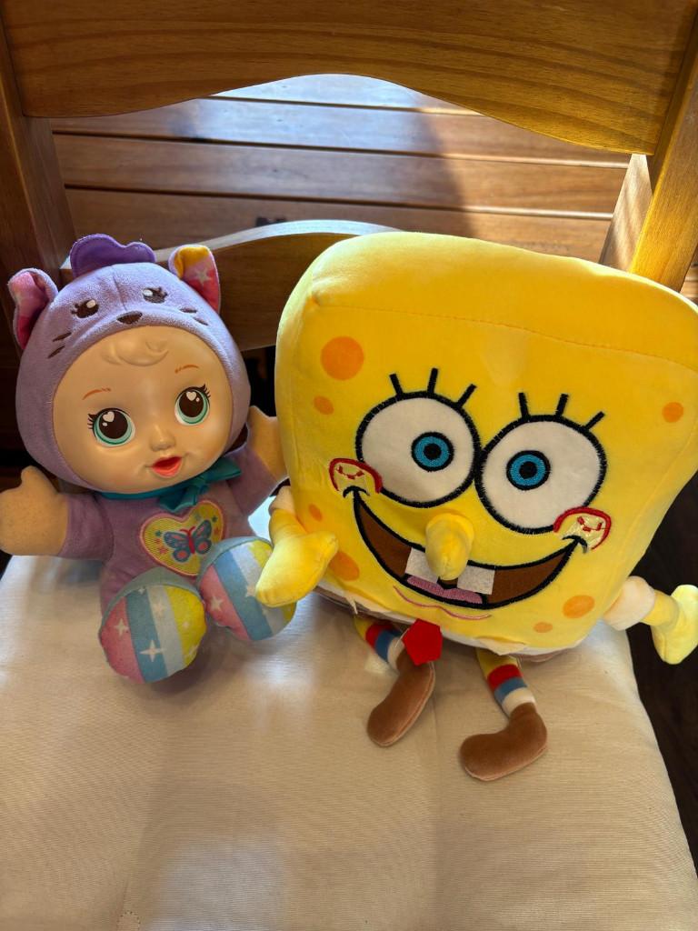 Zak knuffels oa Woezel en Pip, Spongebob Squarepants, Ophalen of Verzenden, Zo goed als nieuw, Overige typen