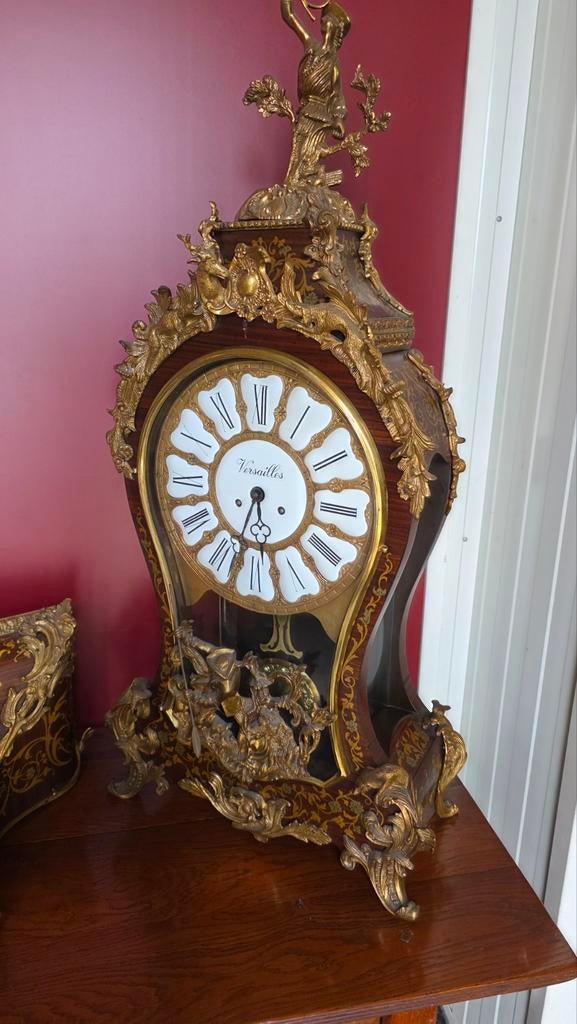 Top intarsia/ boulle wand consol klok 130 cm, Antiek en Kunst, Ophalen