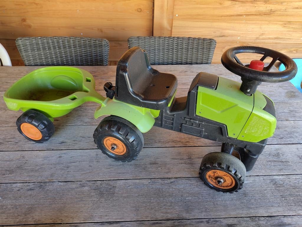 Loop tractor met aanhanger - Groen, Ophalen, Gebruikt, Loopvoertuig