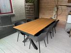 zes persoons tuintafel met zes kuipstoelen, Ophalen, Zo goed als nieuw, Rechthoekig, Kunststof