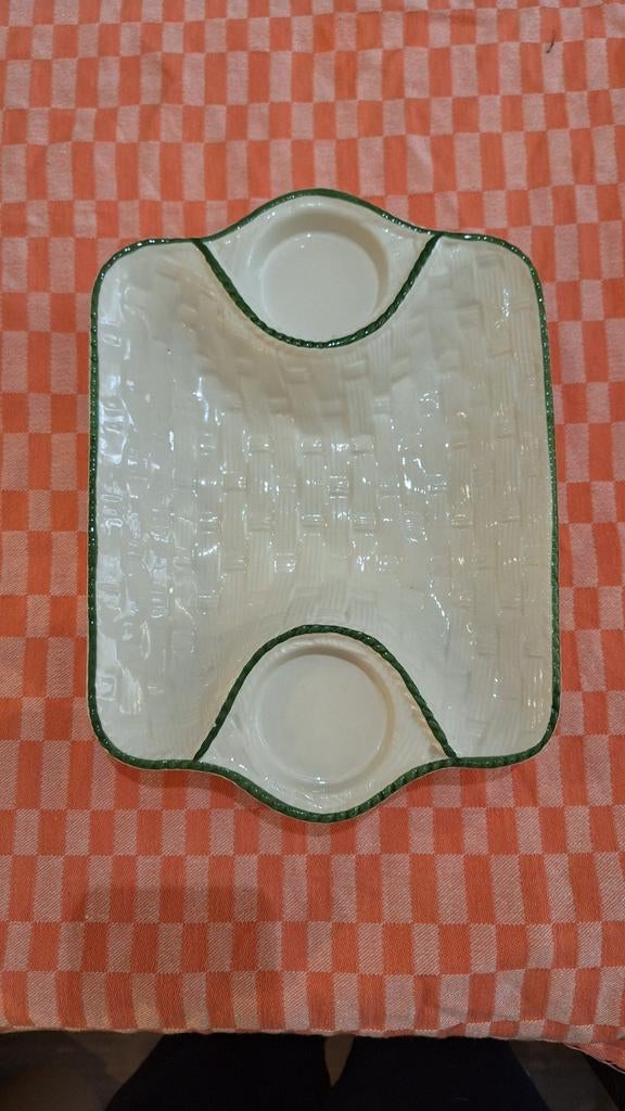 Vintage Portugees aardewerk schaal met vlechtpatroon, Ophalen of Verzenden