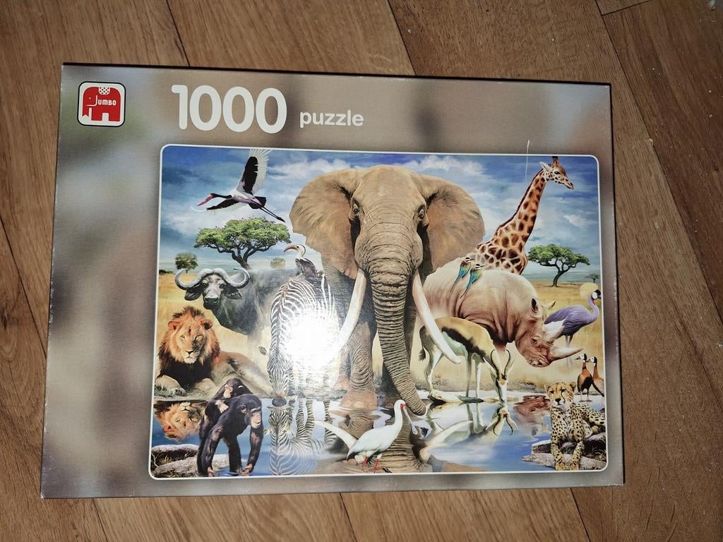 Jumbo 1000 stukjes puzzel - Afrikaanse dieren, Ophalen of Verzenden, 500 t/m 1500 stukjes, Zo goed als nieuw, Legpuzzel