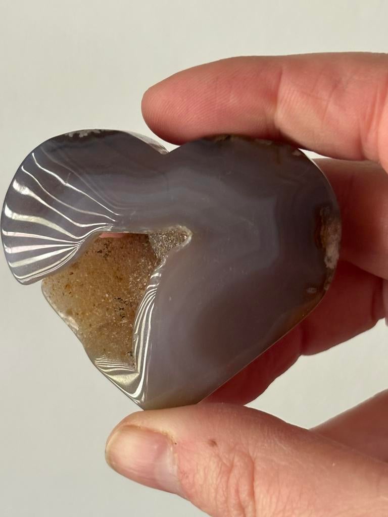 Kersen bloesem agaat hart met veel druzy, Sieraden, Tassen en Uiterlijk, Edelstenen, Ophalen of Verzenden, Nieuw